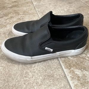 Black Perforated Leather Vans Sz 9